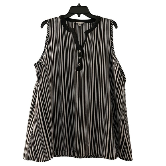 GREY & GRAY Top, sleeveless, black and light gray stripes.  Generous XL - Picture 1 of 7